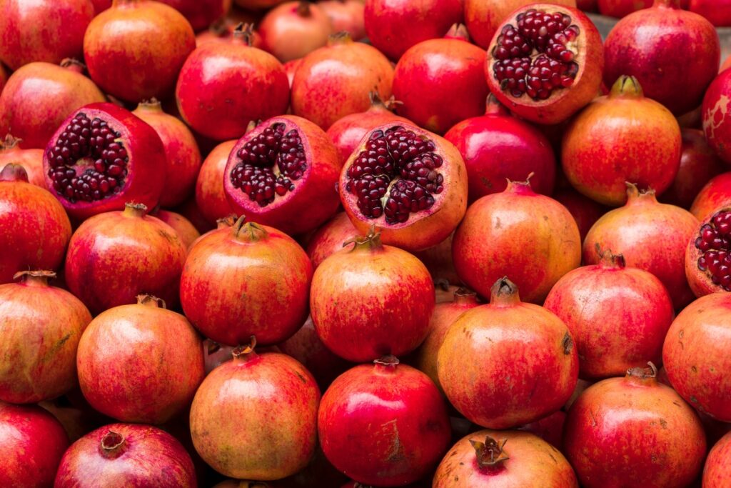 A bunch of ripe and fresh pomegranate