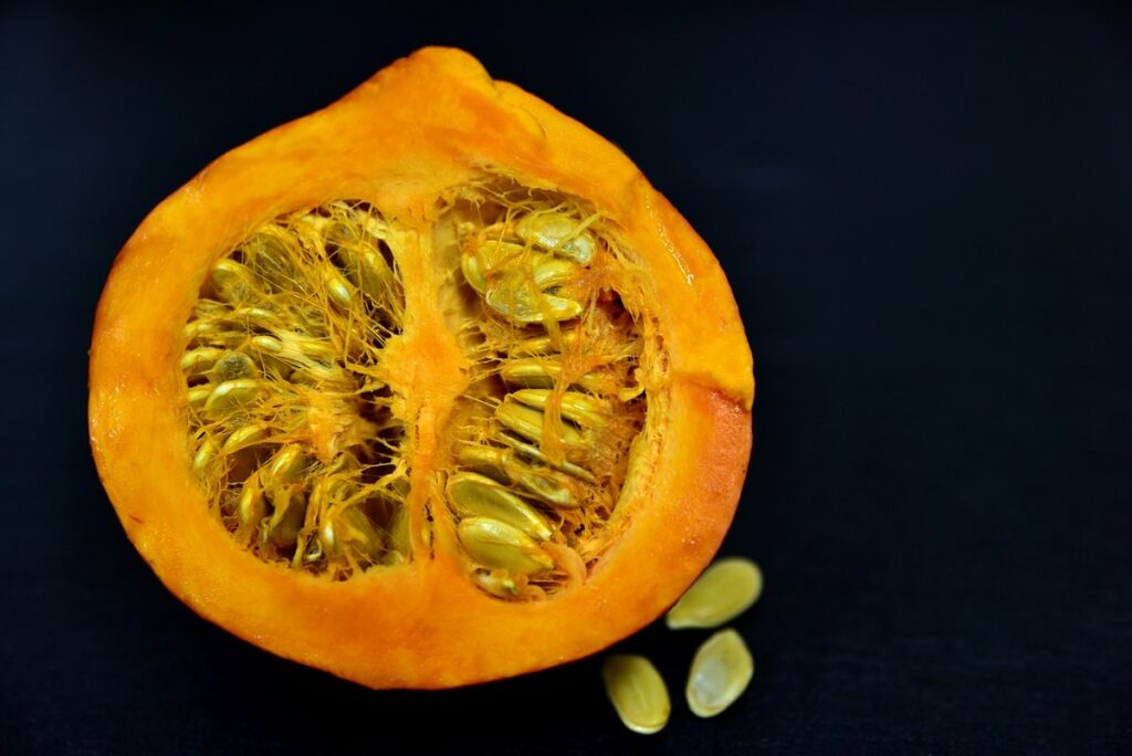 Pumpkin opened in half